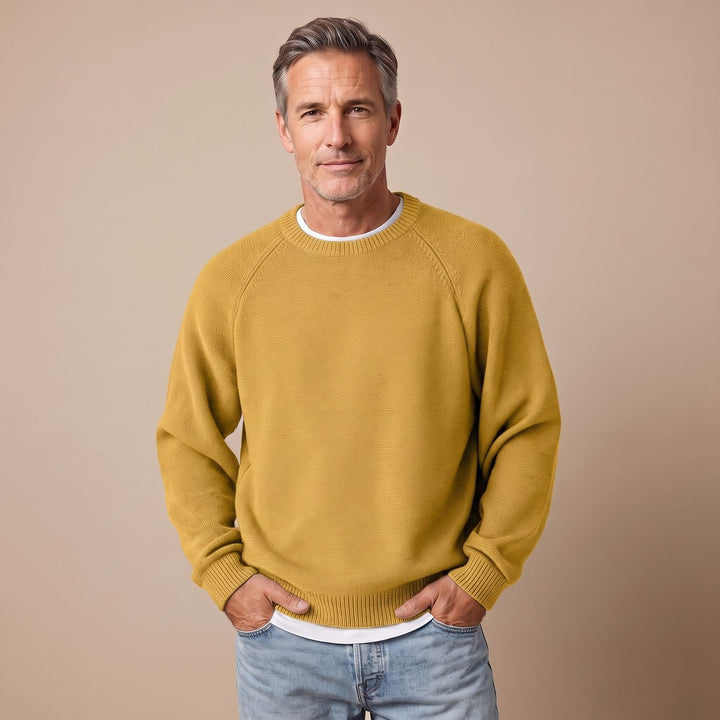 Men's Relaxed-Fit Crew Neck Knit Pullover Sweater - Yellow