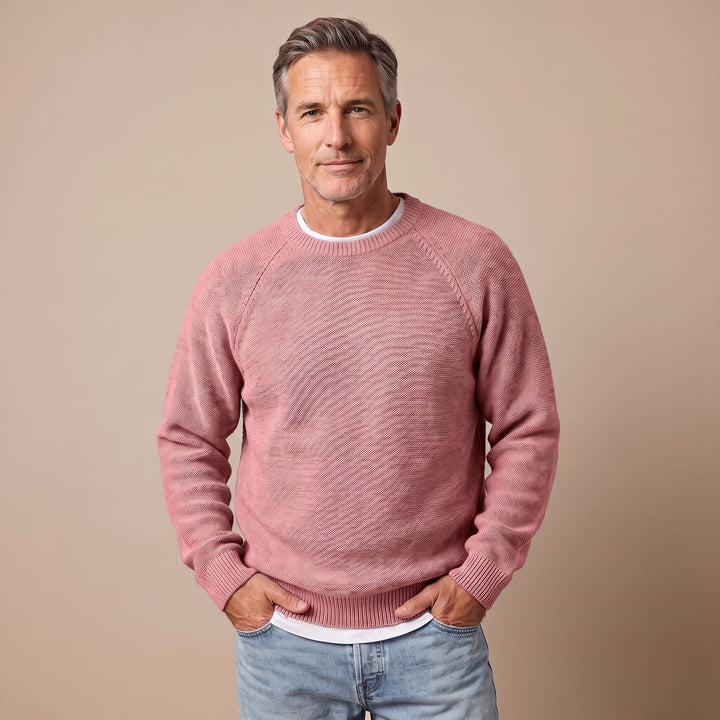 Men's Relaxed-Fit Crew Neck Knit Pullover Sweater - Pink