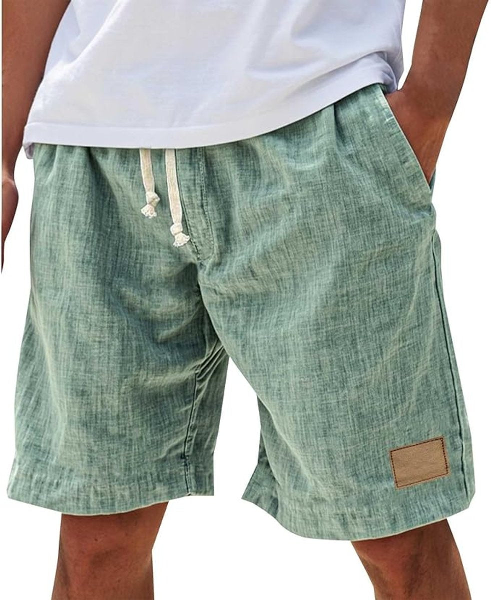 Men's Relaxed-Fit Drawstring Linen Shorts - Mint Green