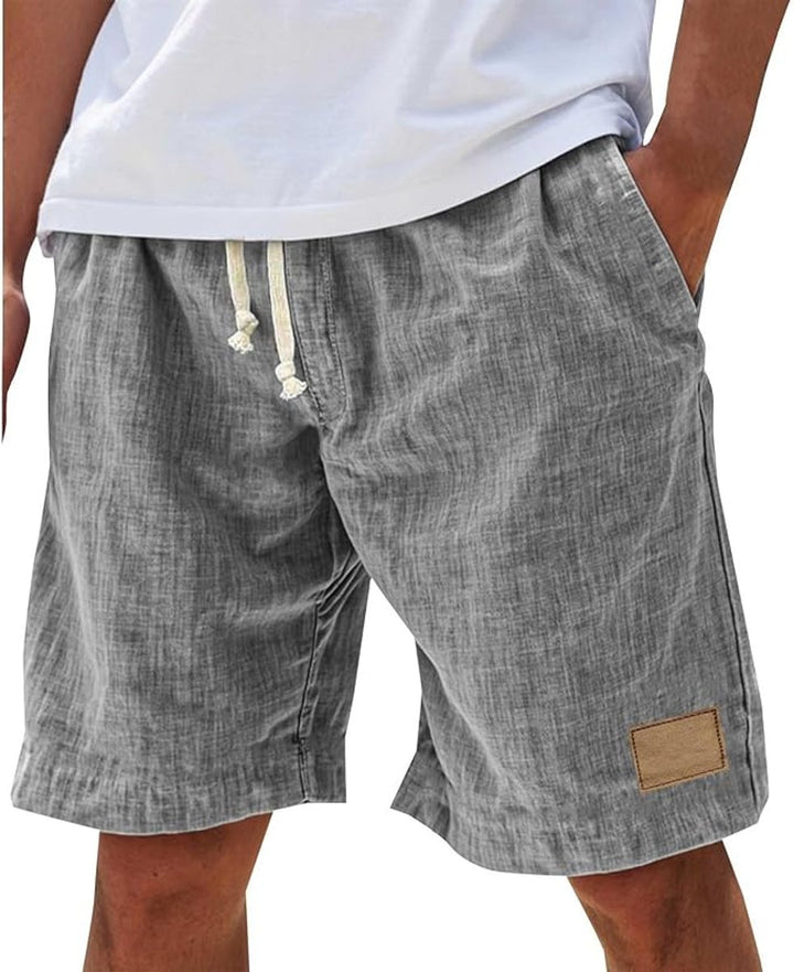 Men's Relaxed-Fit Drawstring Linen Shorts - Gray