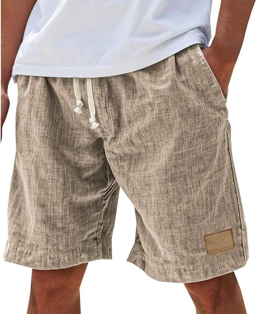 Men's Relaxed-Fit Drawstring Linen Shorts - Khaki