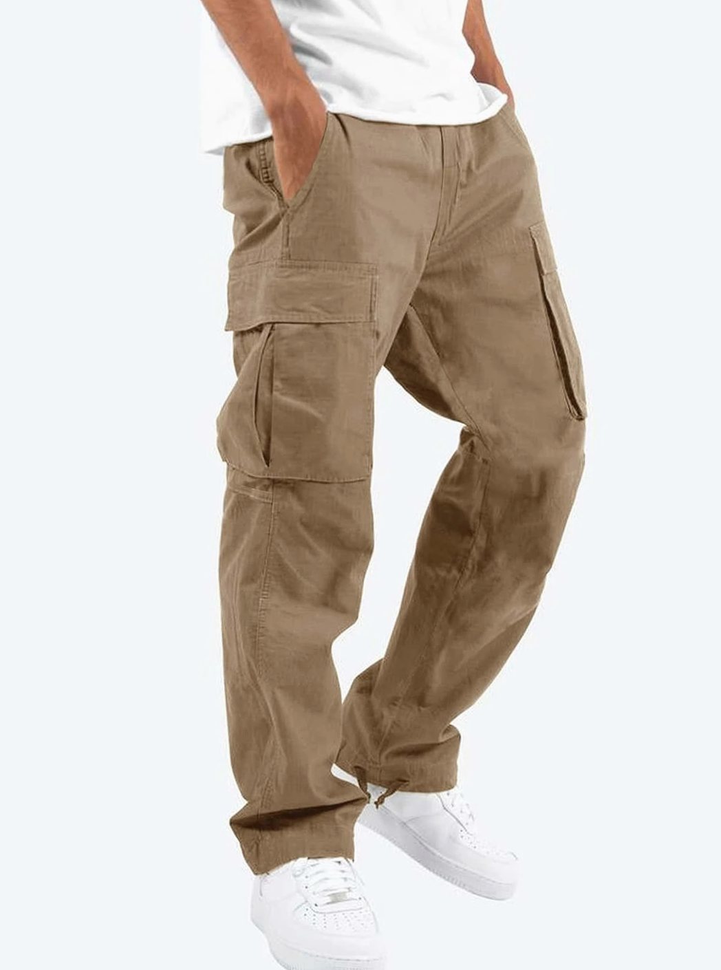 Men's Relaxed-Fit Multi-Pocket Cargo Pants - Brown