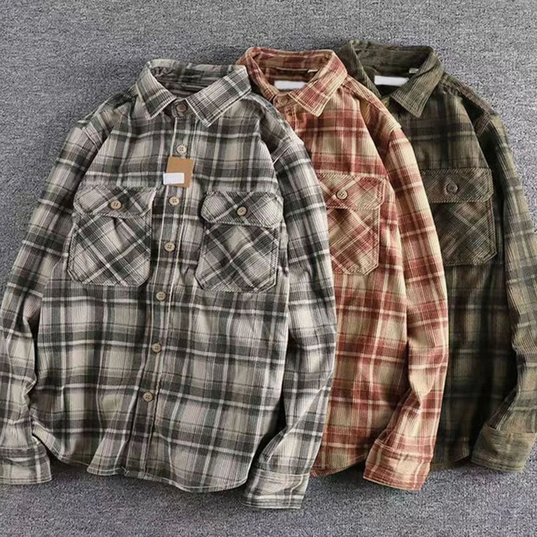 Men's Relaxed-Fit Plaid Flannel Long-Sleeve Button-Up Shirt