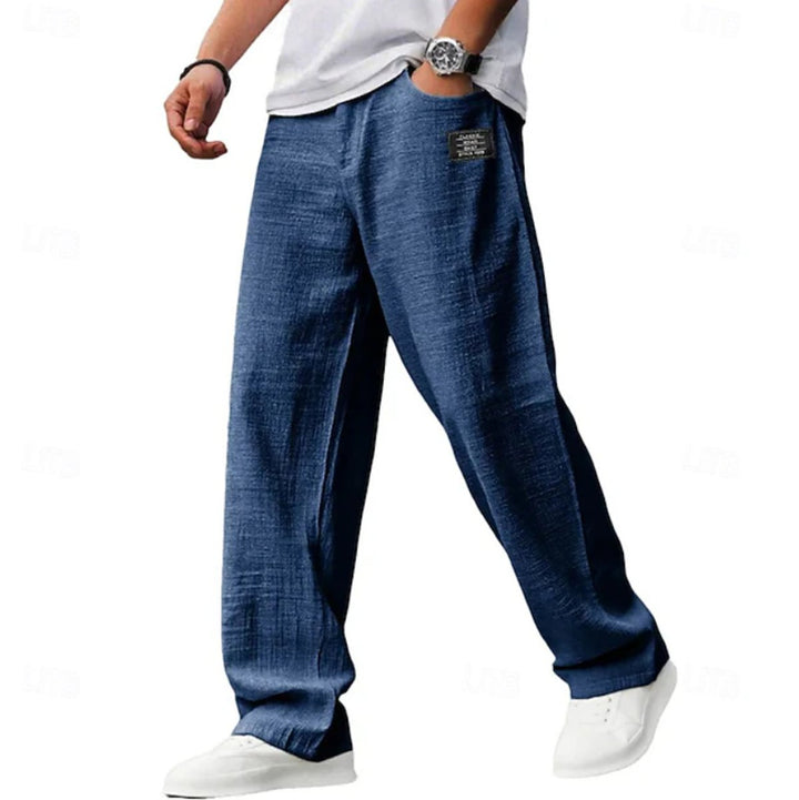 Men's Relaxed-Fit Wide-Leg Lightweight Casual Pants - Navy Blue