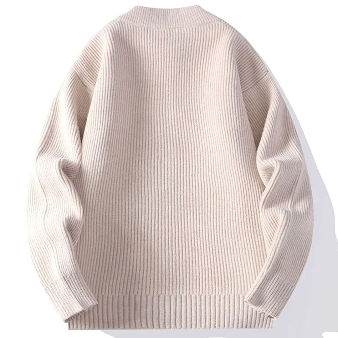 Men's Ribbed Knit Full-Zip Cardigan Jacket with Front Pockets
