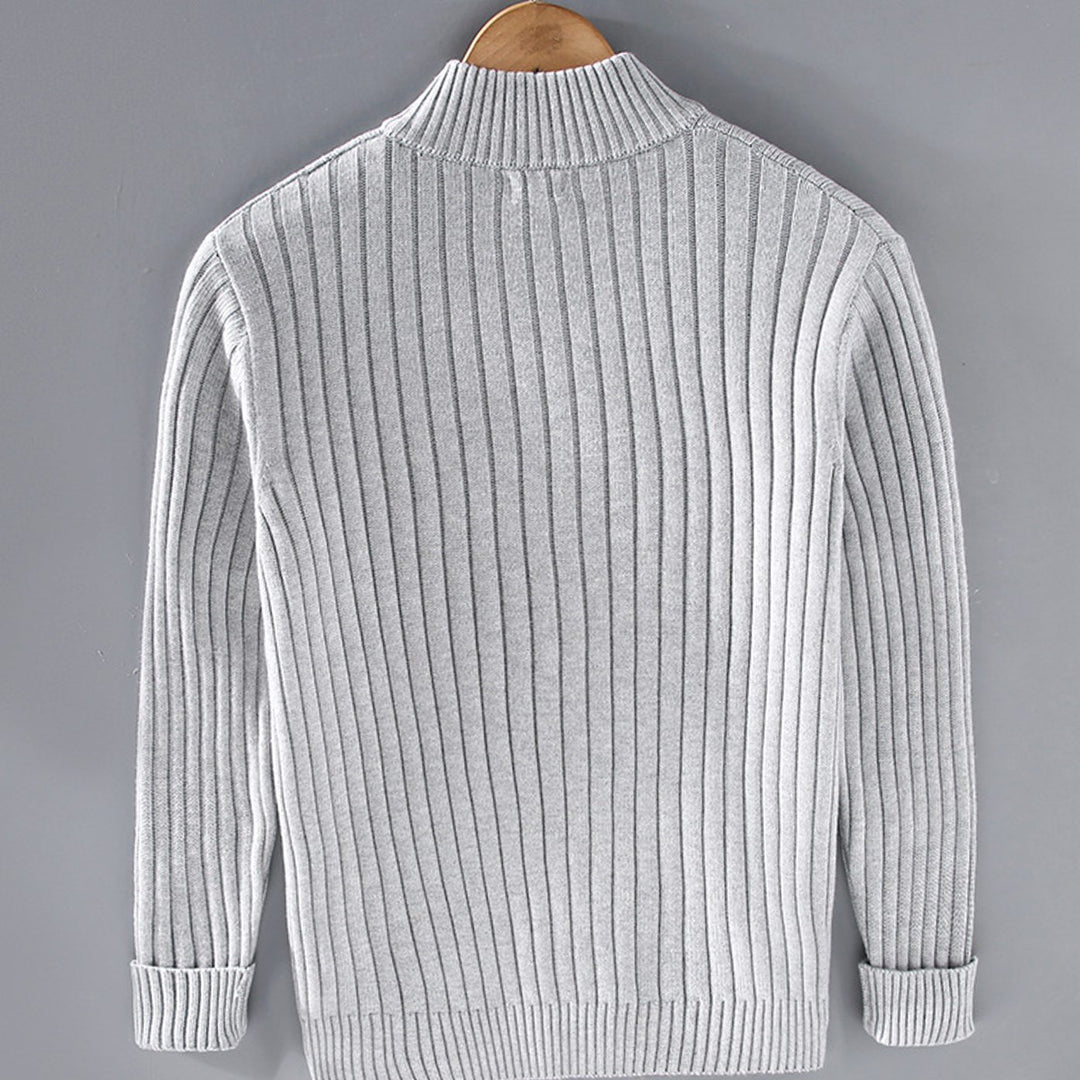 Men's Ribbed Knit Full-Zip Winter Cardigan Sweater Jacket