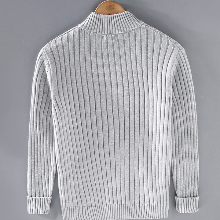 Men's Ribbed Knit Full-Zip Winter Cardigan Sweater Jacket