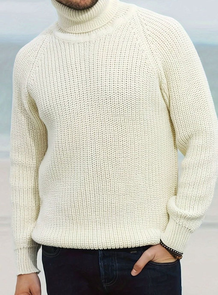Men's Ribbed Knit Turtleneck Sweater Pullover