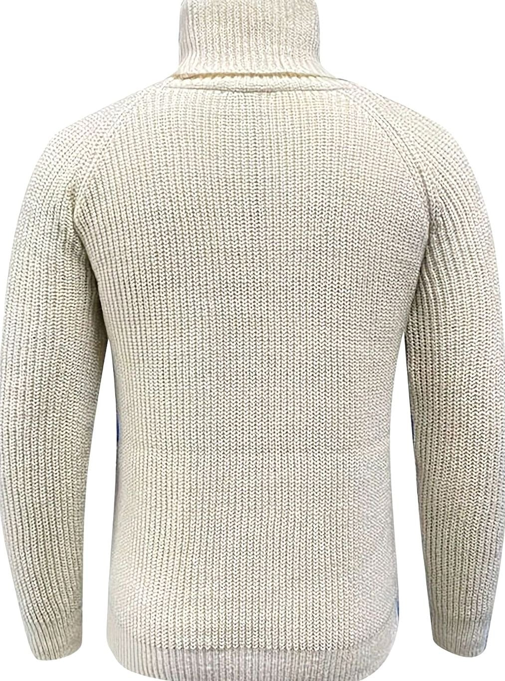 Men's Ribbed Knit Turtleneck Sweater Pullover
