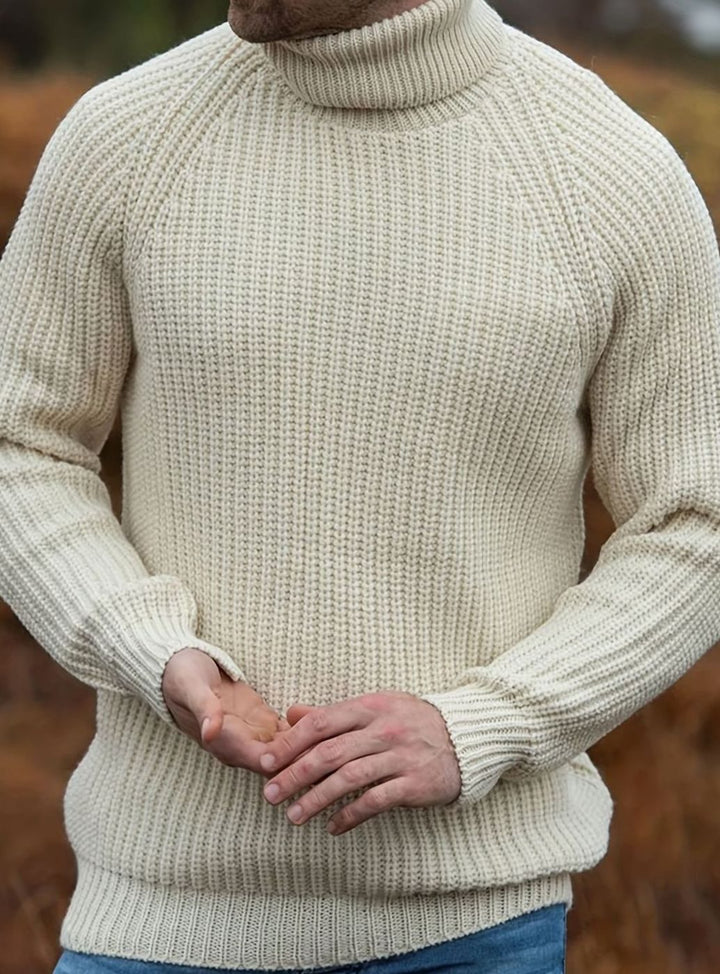 Men's Ribbed Knit Turtleneck Sweater Pullover