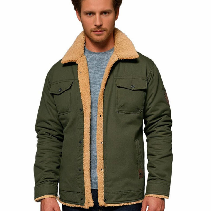 Men's Sherpa-Lined Fleece Military Winter Jacket