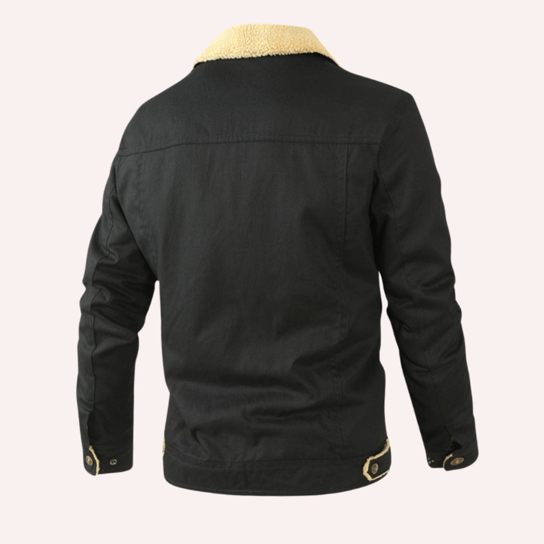Men's Sherpa-Lined Fleece Military Winter Jacket