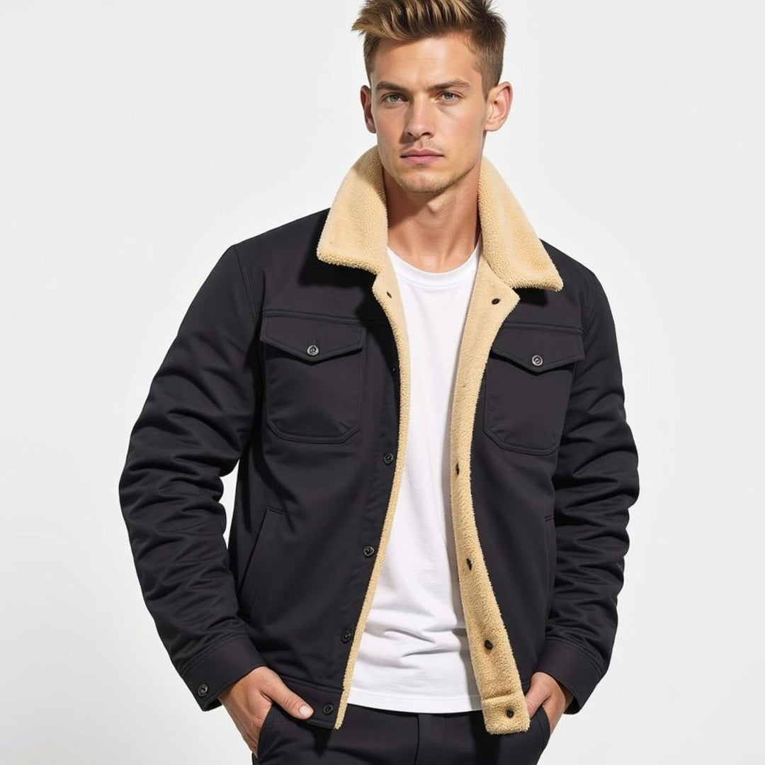Men's Sherpa-Lined Fleece Military Winter Jacket