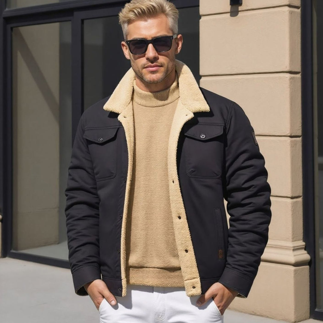 Men's Sherpa-Lined Fleece Military Winter Jacket