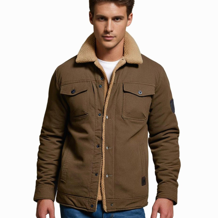 Men's Sherpa-Lined Fleece Military Winter Jacket