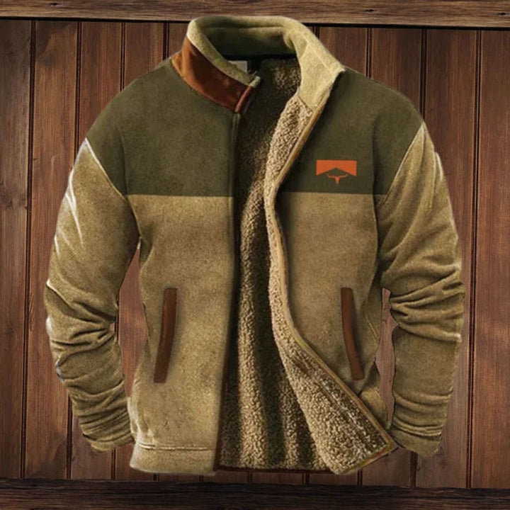 Men's Sherpa-Lined Tribal Print Full-Zip Winter Coat - Maroon