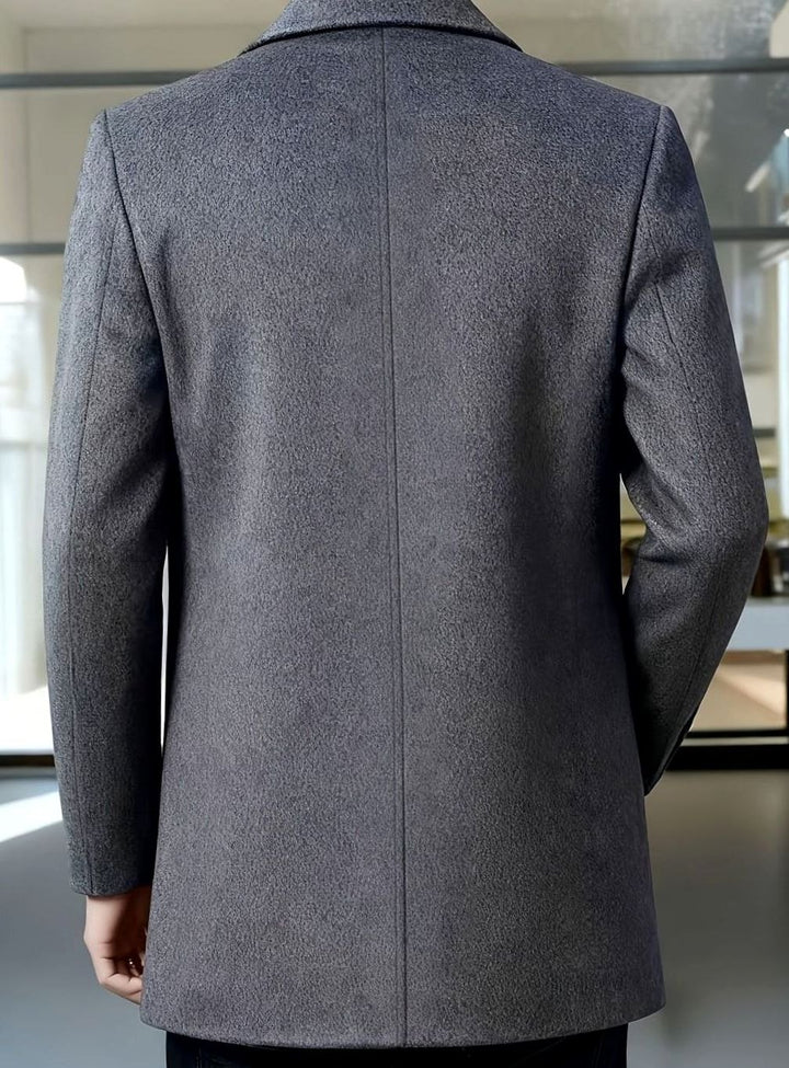 Men's Single-Breasted Wool Overcoat Classic Collar Relaxed Fit