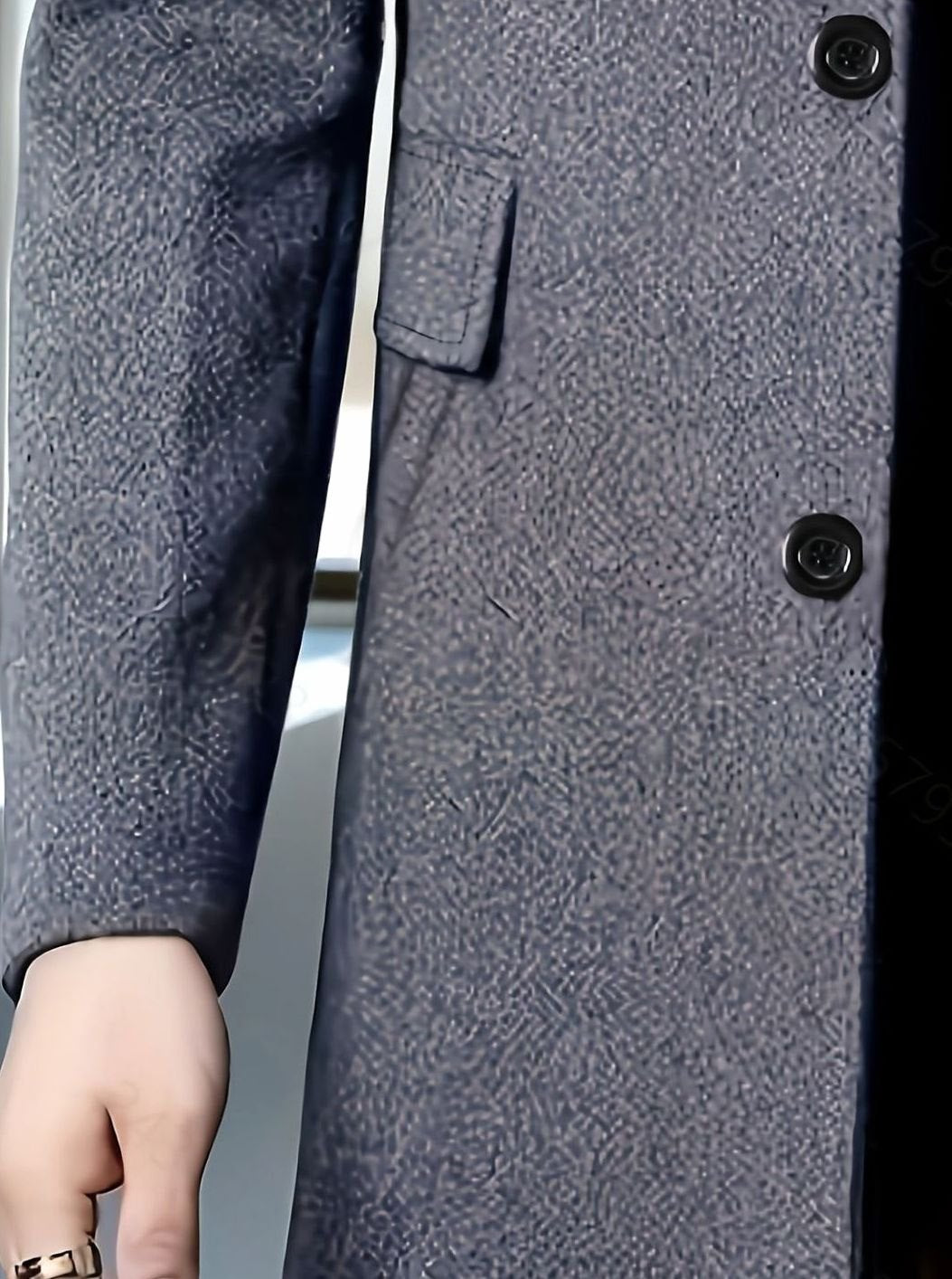 Men's Single-Breasted Wool Overcoat Classic Collar Relaxed Fit