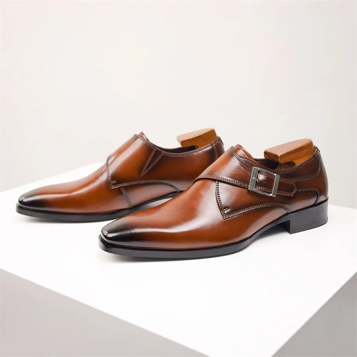 Men's Single Monk Strap Buckle Leather Dress Shoes
