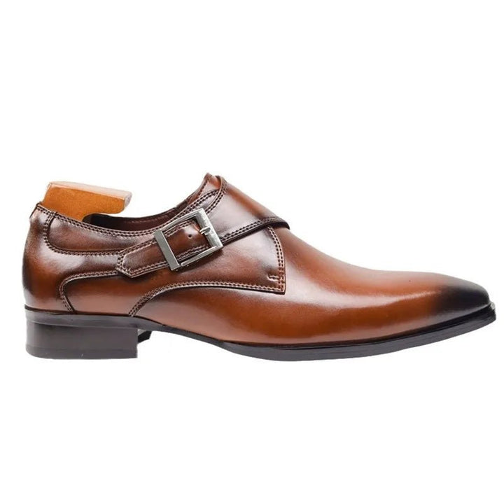 Men's Single Monk Strap Buckle Leather Dress Shoes