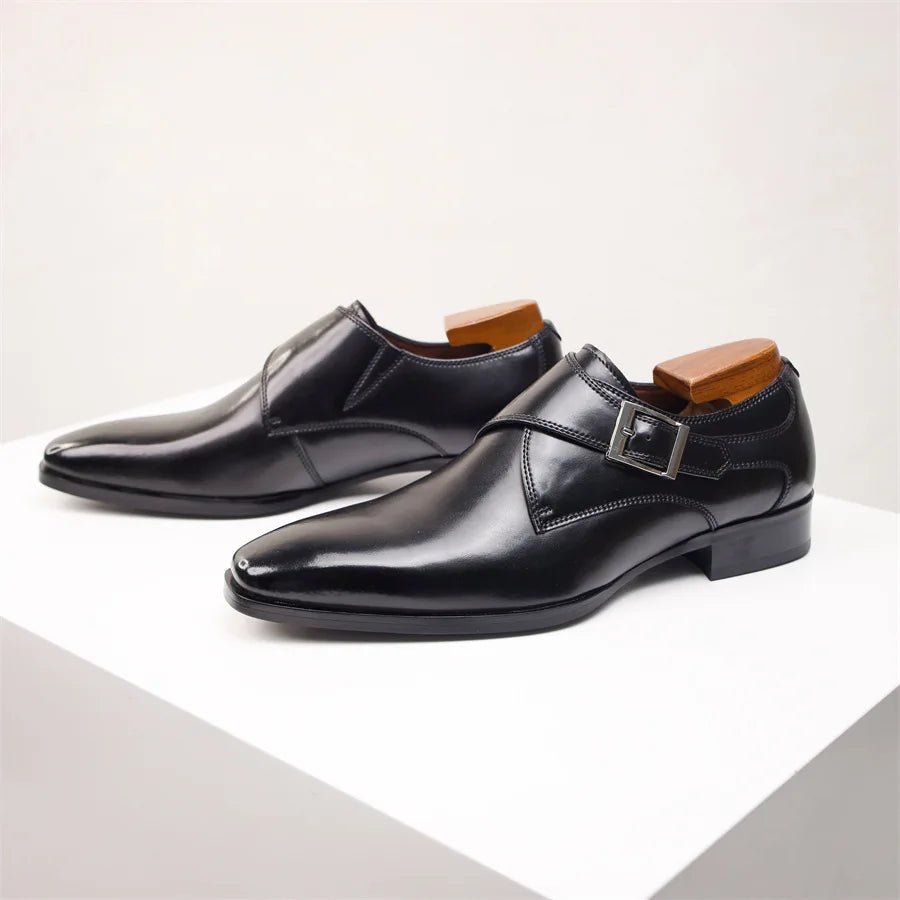 Men's Single Monk Strap Buckle Leather Dress Shoes