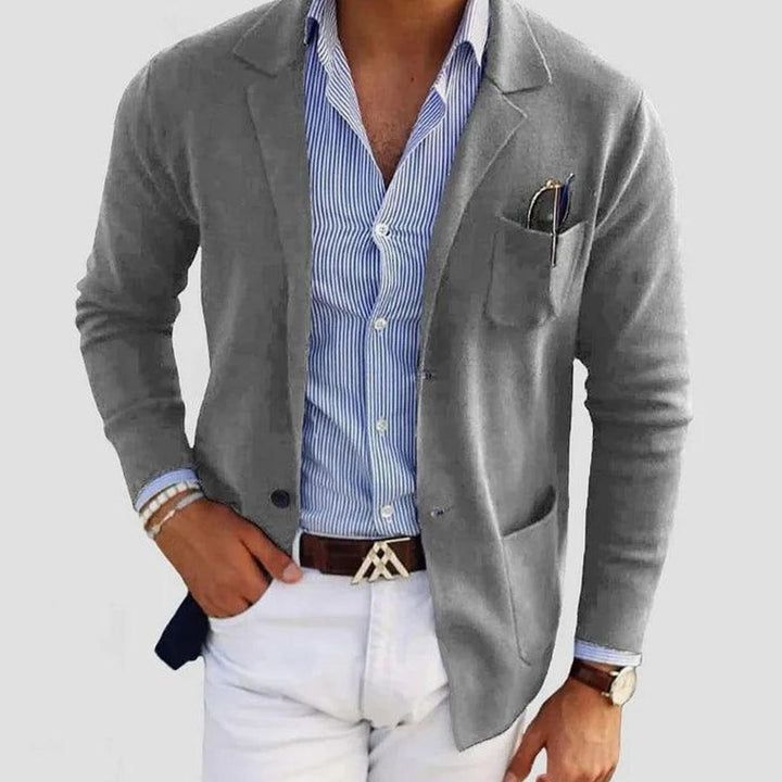 Men's Slim Fit Blazer Notch Lapel Smart Casual Sport Coat - Grey