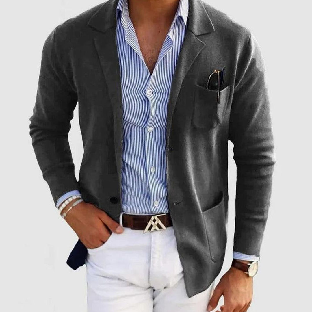 Men's Slim Fit Blazer Notch Lapel Smart Casual Sport Coat - Dark Grey