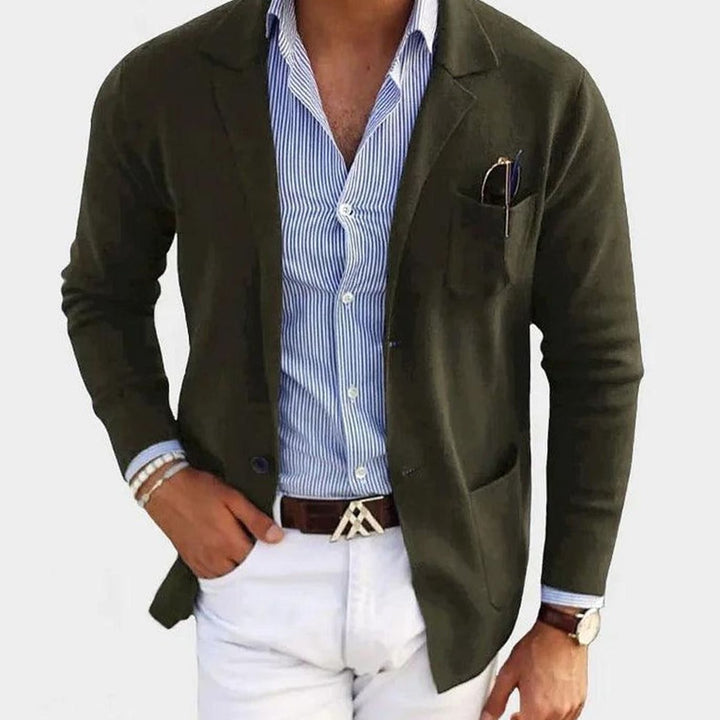 Men's Slim Fit Blazer Notch Lapel Smart Casual Sport Coat - Dark Green