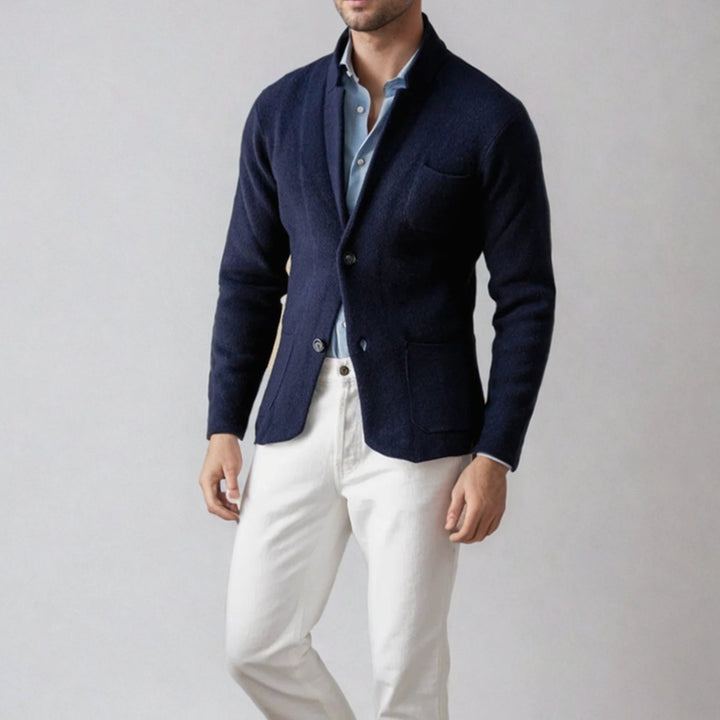 Men's Slim-Fit Blazer-Style Knit Cardigan
