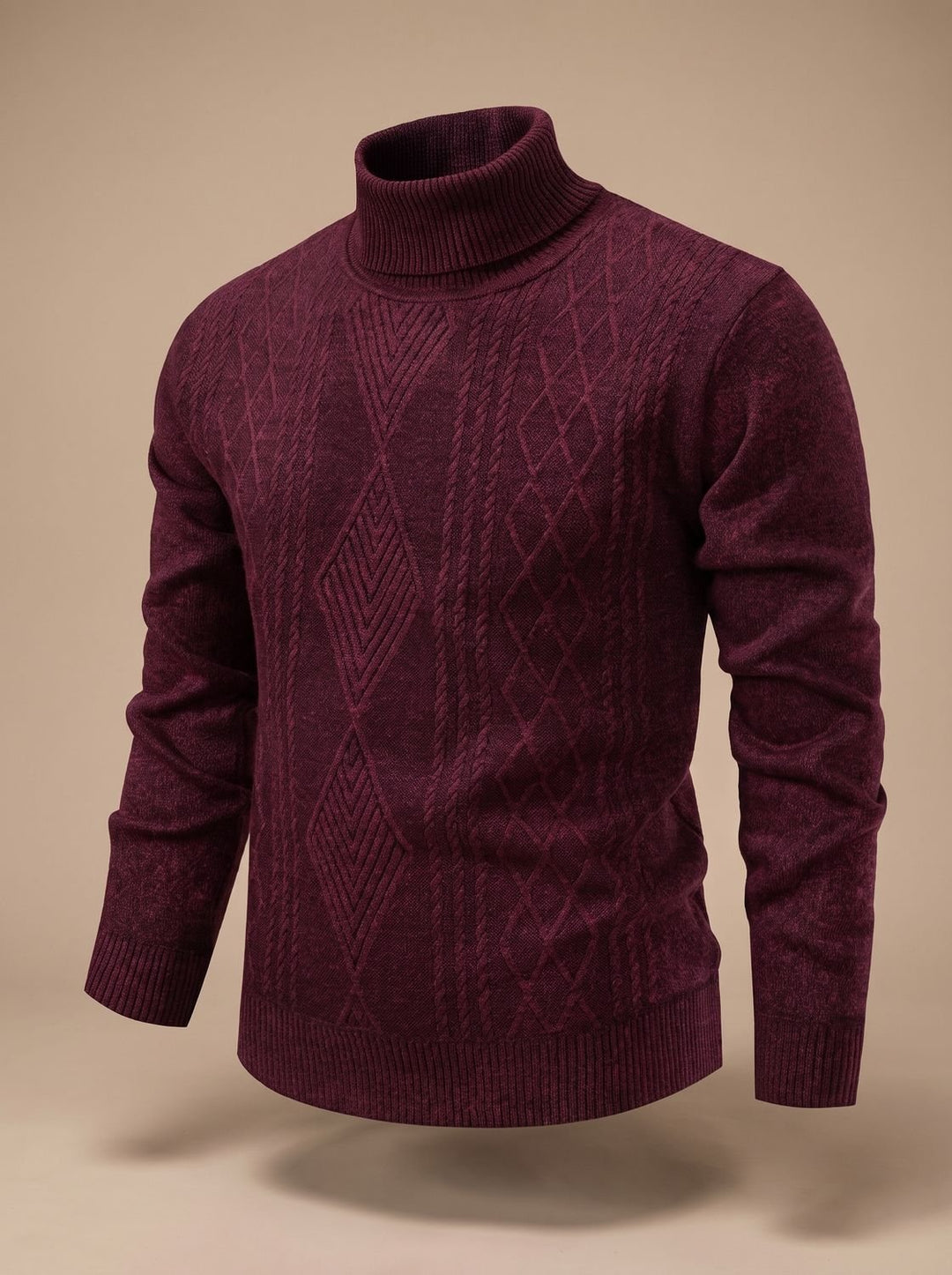 Men's Slim-Fit Cable-Knit Turtleneck Sweater