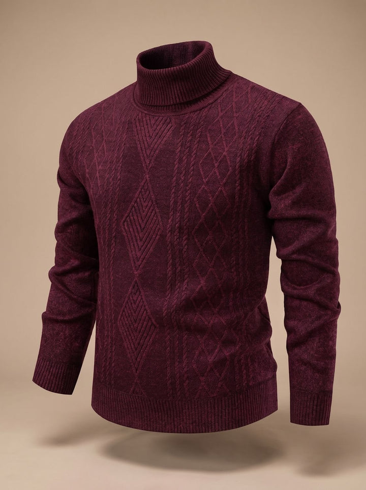 Men's Slim-Fit Cable-Knit Turtleneck Sweater