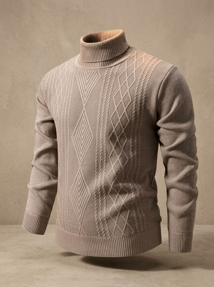 Men's Slim-Fit Cable-Knit Turtleneck Sweater