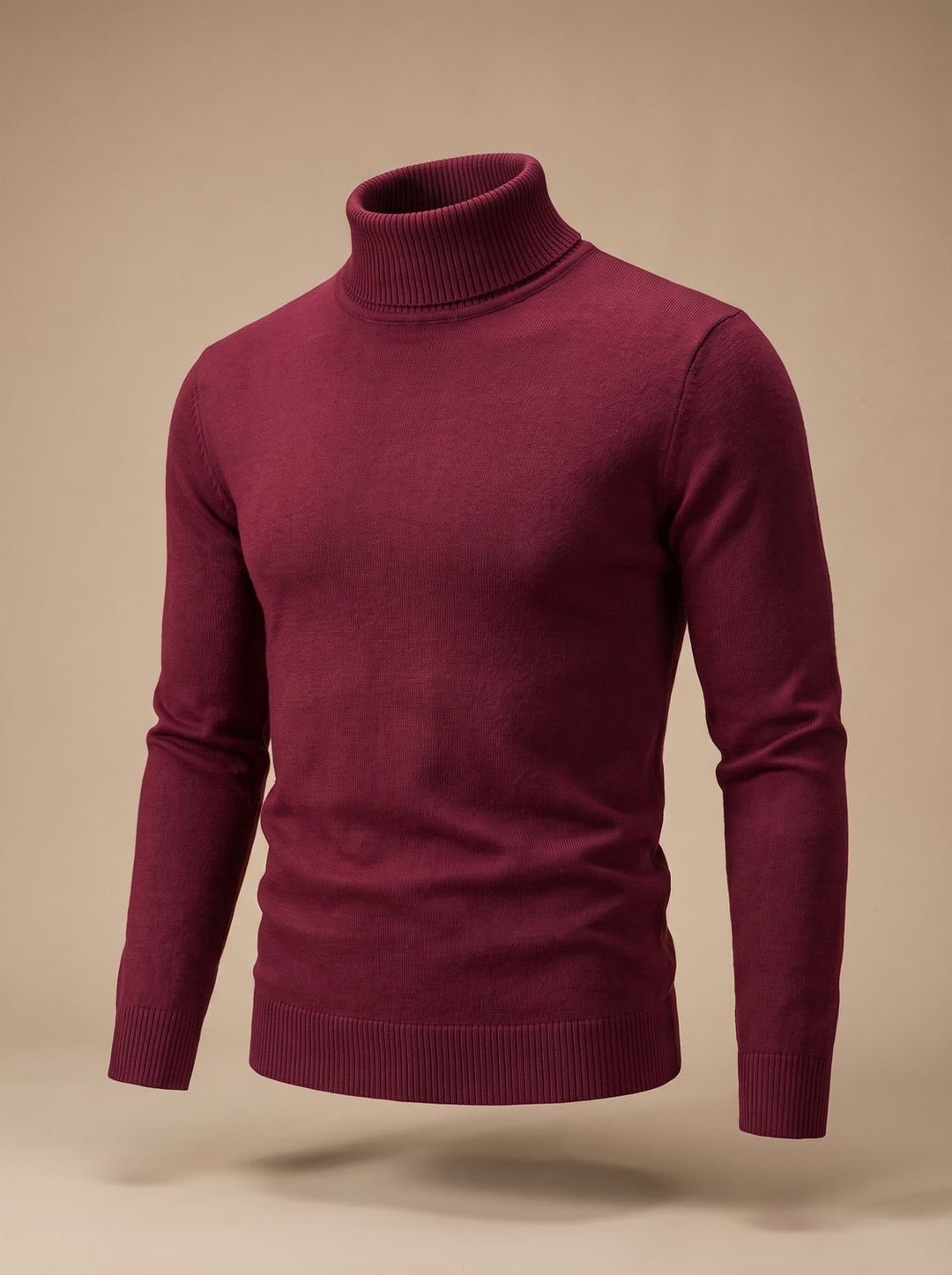 Men's Slim-Fit Fine-Knit Turtleneck Sweater Ribbed Cuffs - Dark Gray