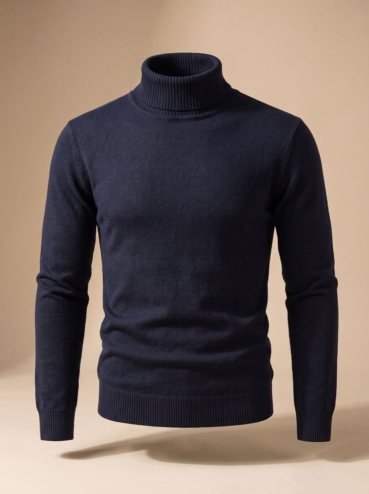 Men's Slim-Fit Fine-Knit Turtleneck Sweater Ribbed Cuffs