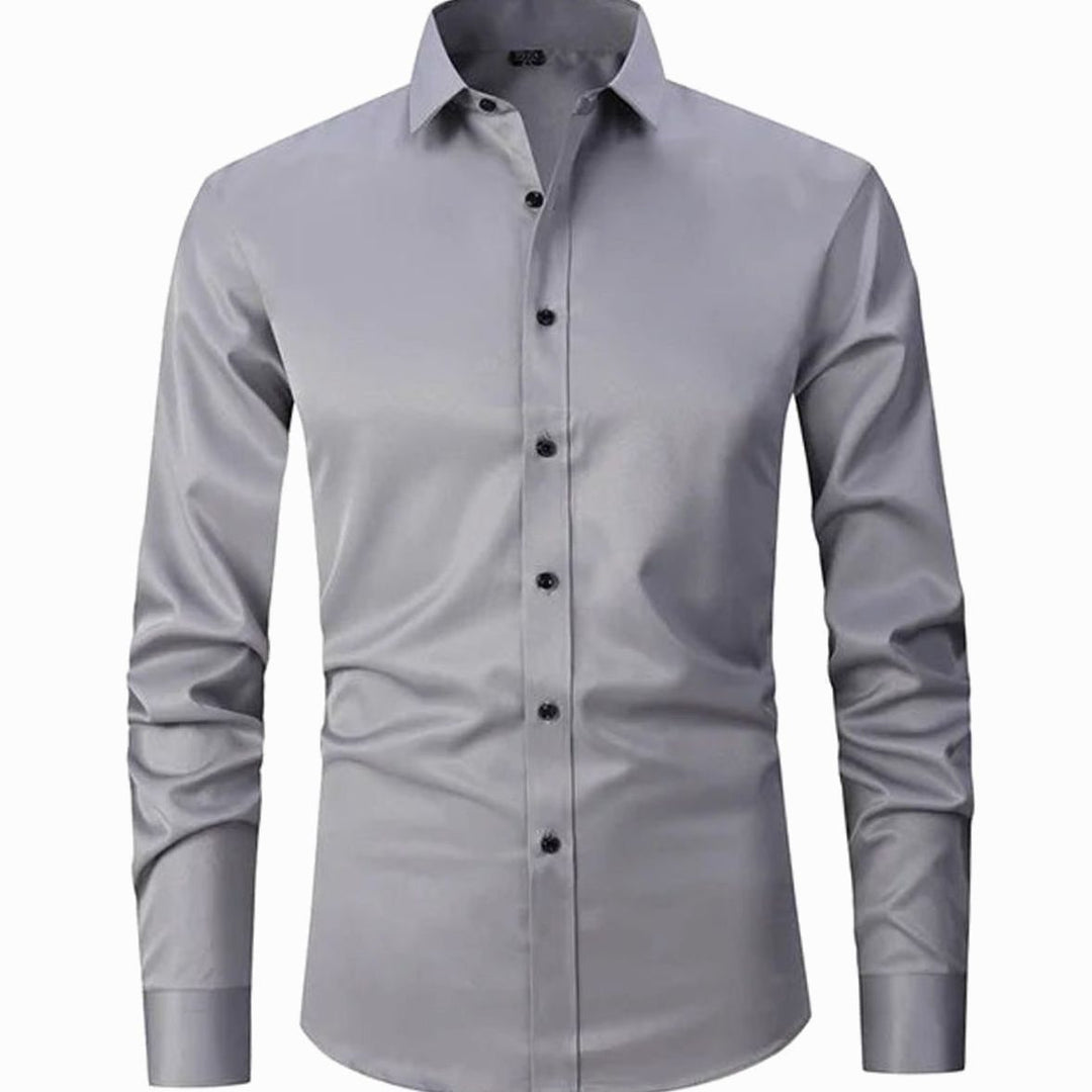 Men's Slim-Fit Long-Sleeve Button-Down Shirt - Grey