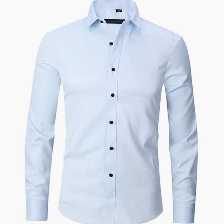 Men's Slim-Fit Long-Sleeve Button-Down Shirt - Light Blue
