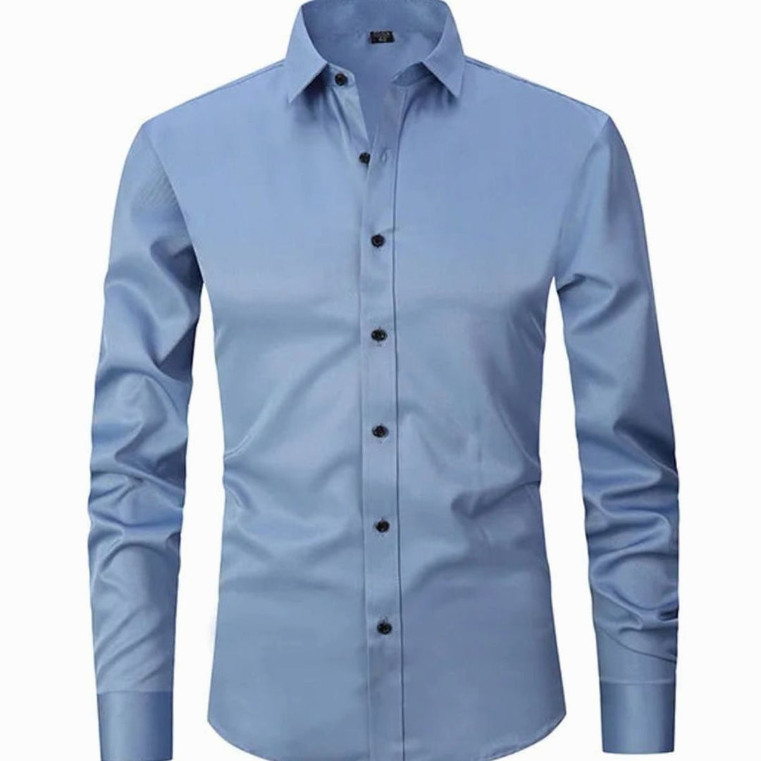 Men's Slim-Fit Long-Sleeve Button-Down Shirt - Grey Blue