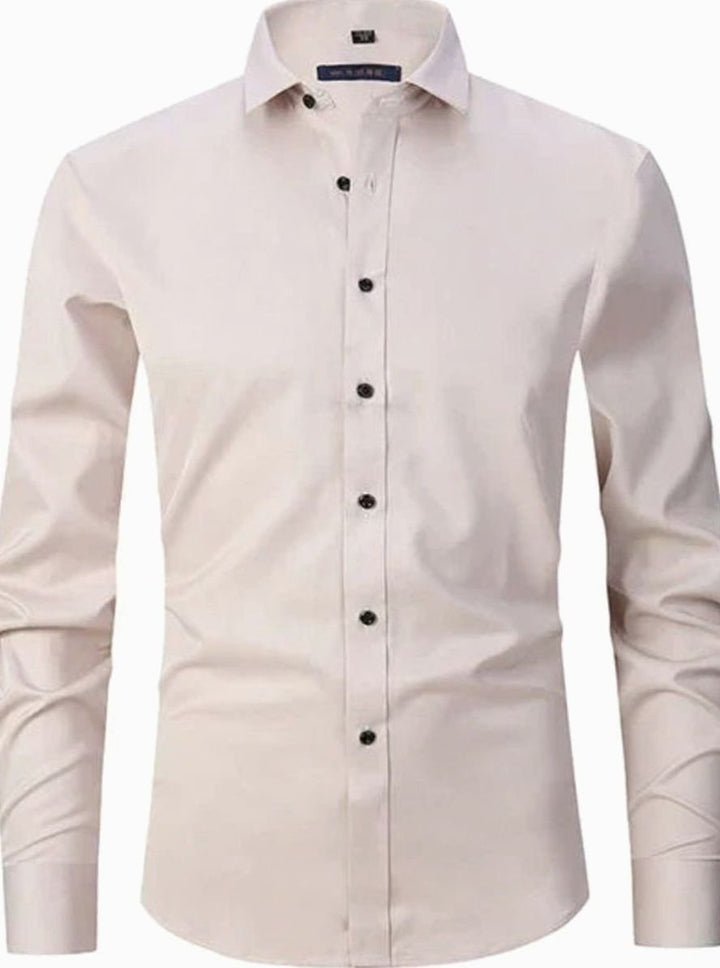 Men's Slim-Fit Long-Sleeve Button-Down Shirt - Beige