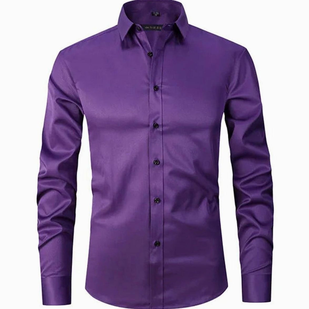 Men's Slim-Fit Long-Sleeve Button-Down Shirt - Violet