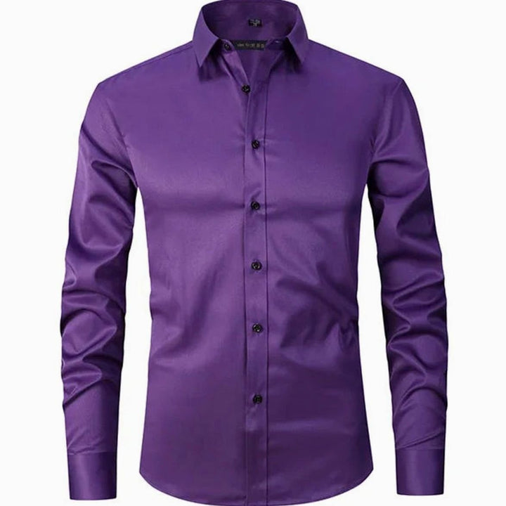 Men's Slim-Fit Long-Sleeve Button-Down Shirt - Violet