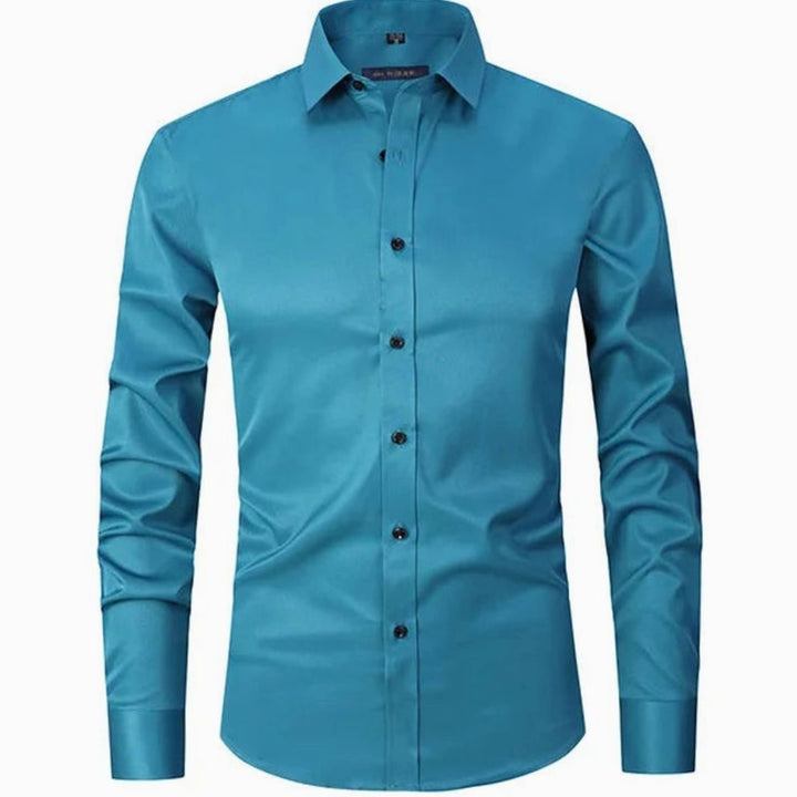 Men's Slim-Fit Long-Sleeve Button-Down Shirt - Blue