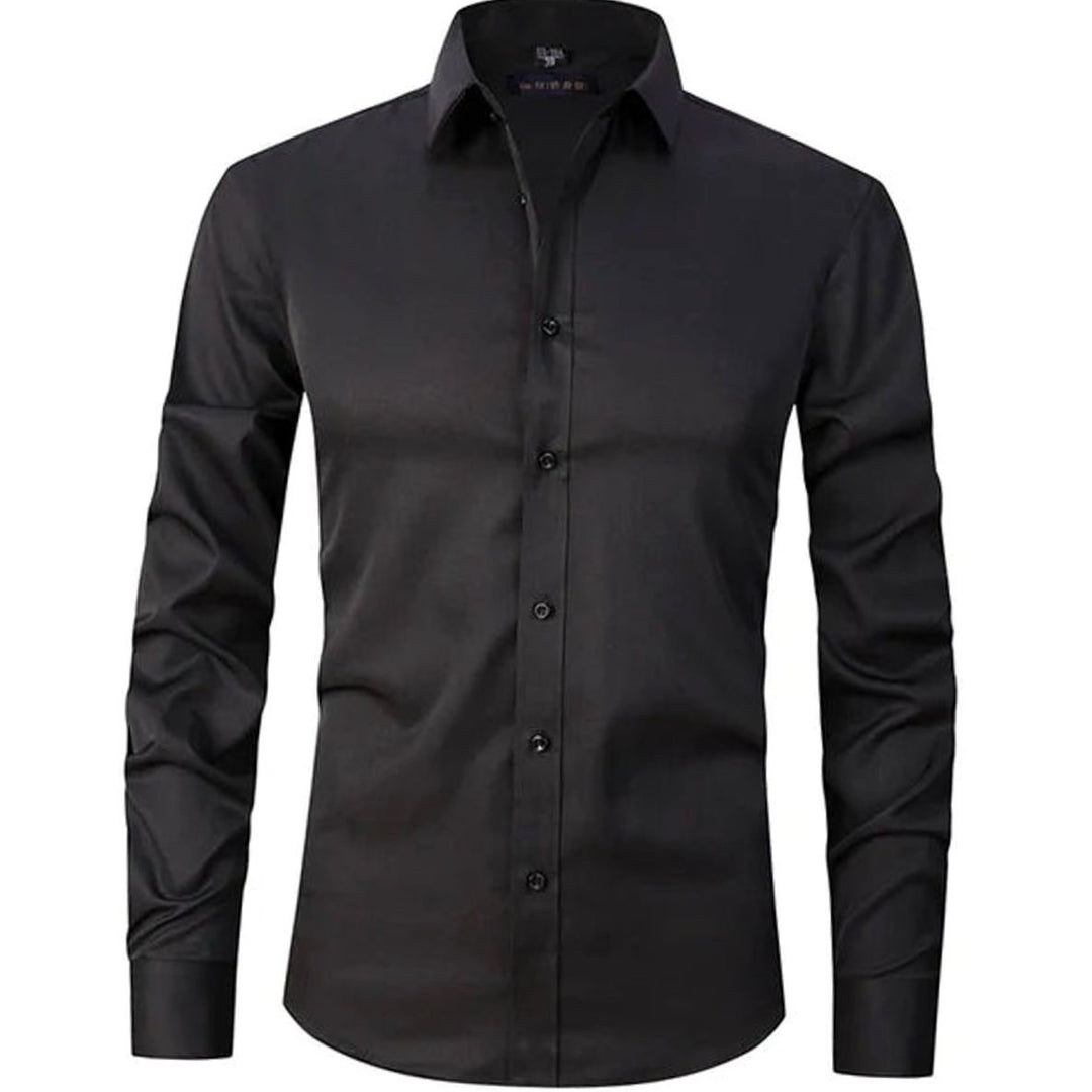 Men's Slim-Fit Long-Sleeve Button-Down Shirt - Black