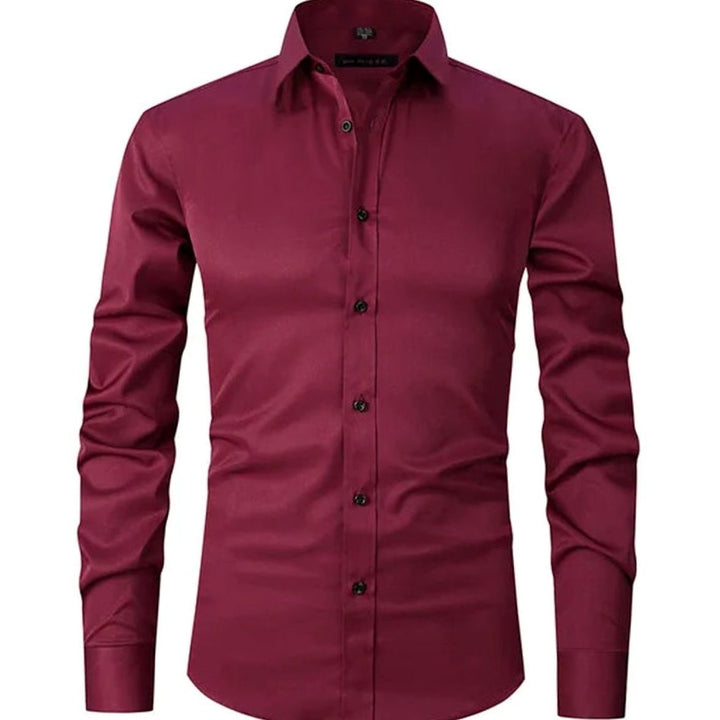 Men's Slim-Fit Long-Sleeve Button-Down Shirt - Red
