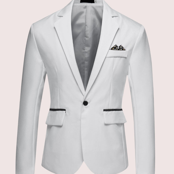 Men's Slim-Fit Single-Button Notch-Lapel Business Blazer - White