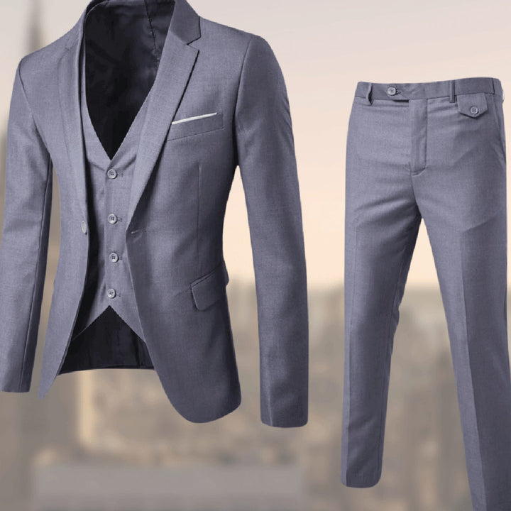 Men's Slim-Fit Three-Piece Formal Suit Set Blazer Vest Pants