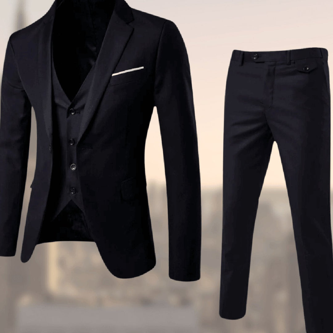 Men's Slim-Fit Three-Piece Formal Suit Set Blazer Vest Pants