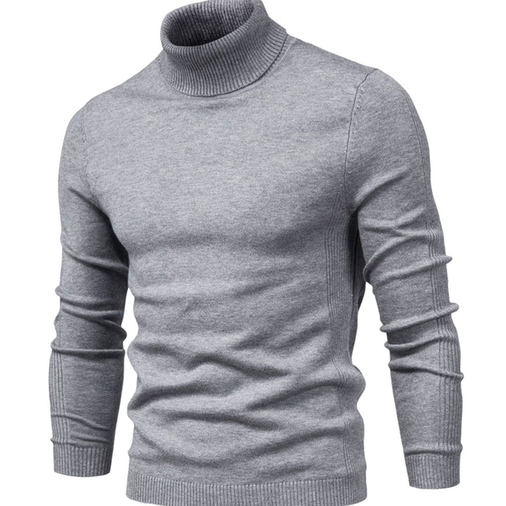Men's Slim-Fit Turtleneck Casual Knit Sweater - Gray