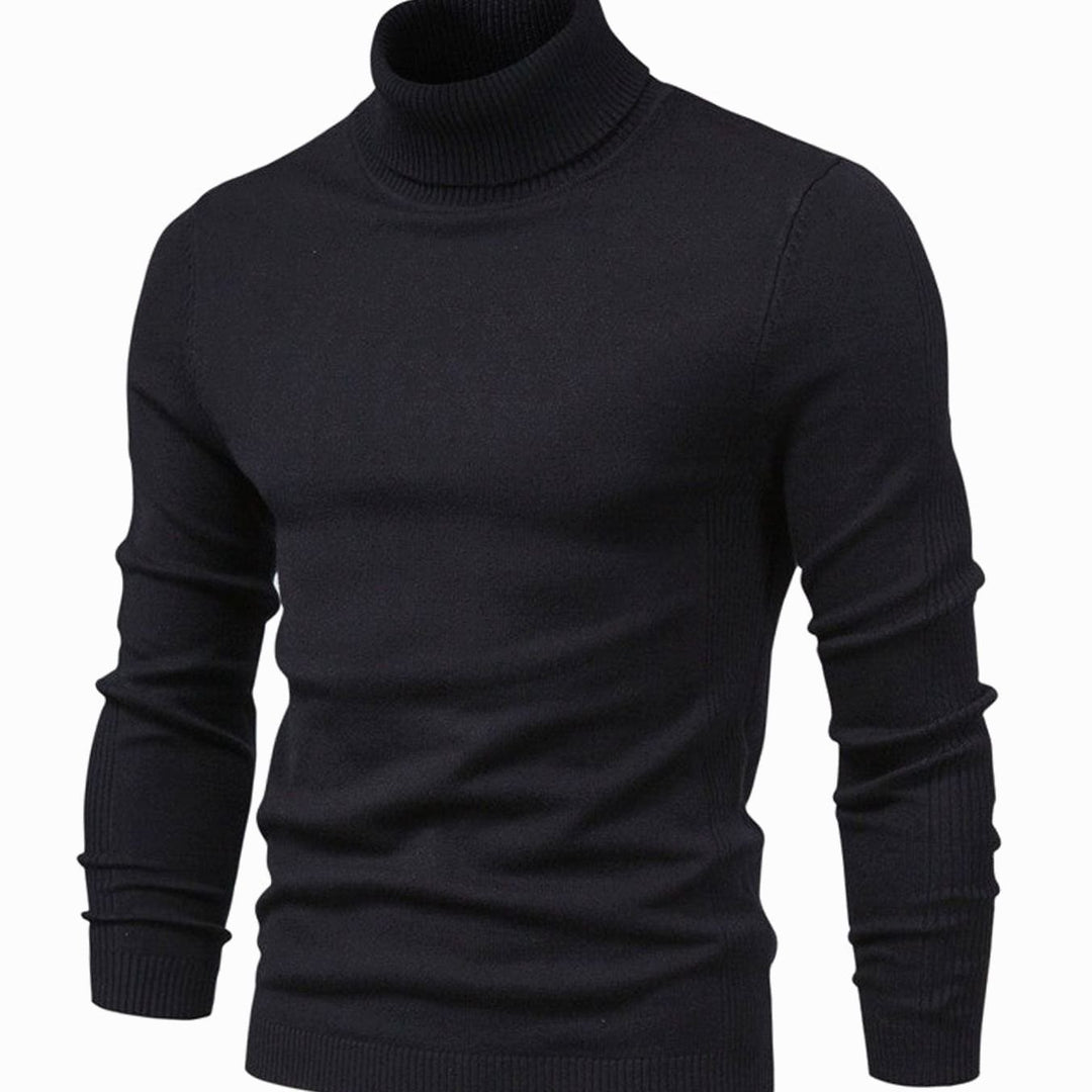 Men's Slim-Fit Turtleneck Casual Knit Sweater - Black