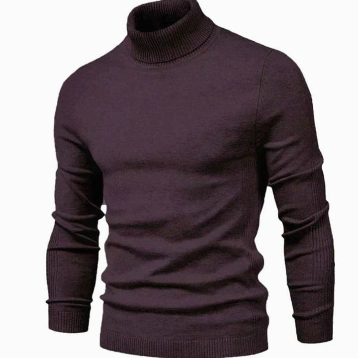 Men's Slim-Fit Turtleneck Knit Neck Sweater - Burgundy