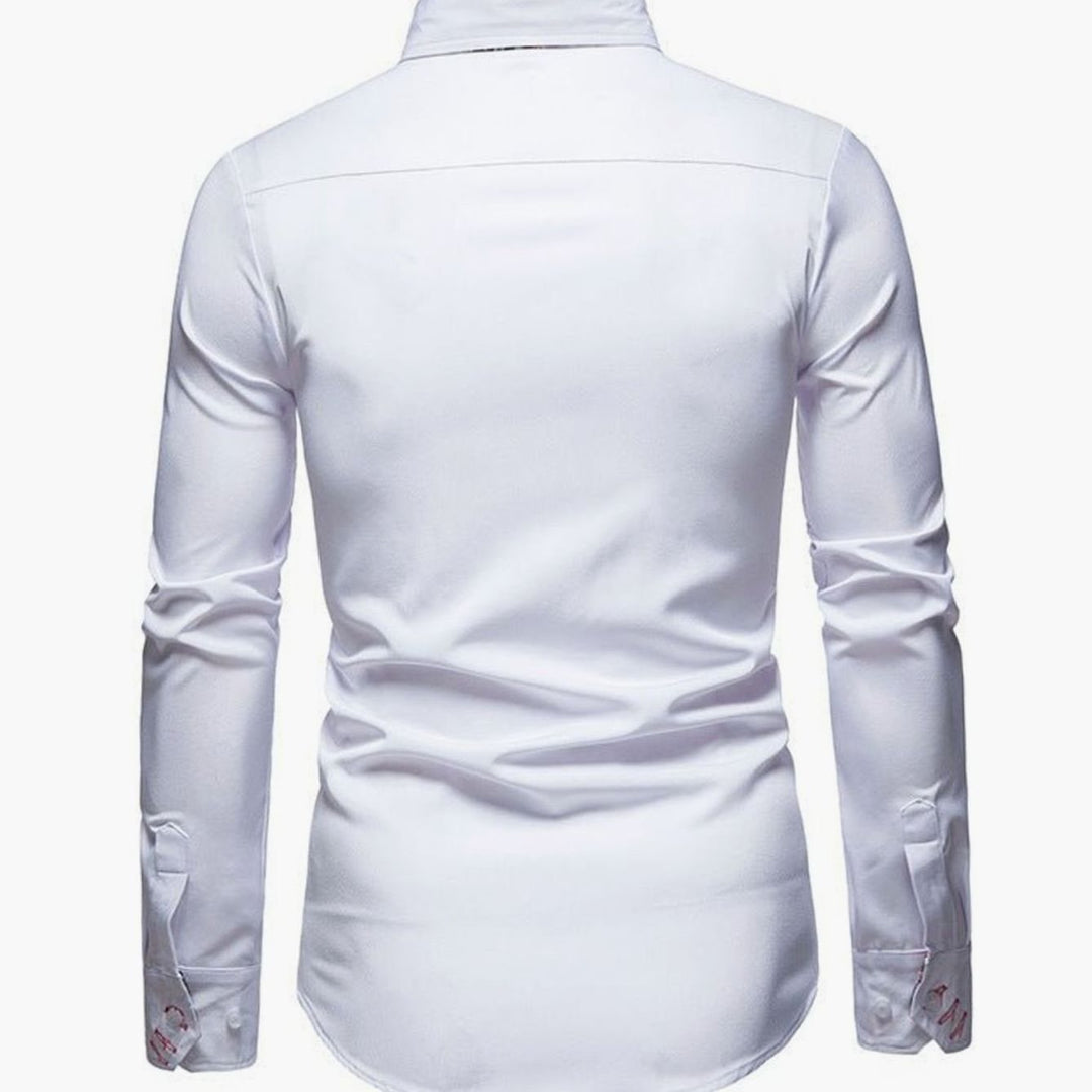 Men's Stylish Slim-Fit Button-Down Shirt Paisley Contrast Cuffs